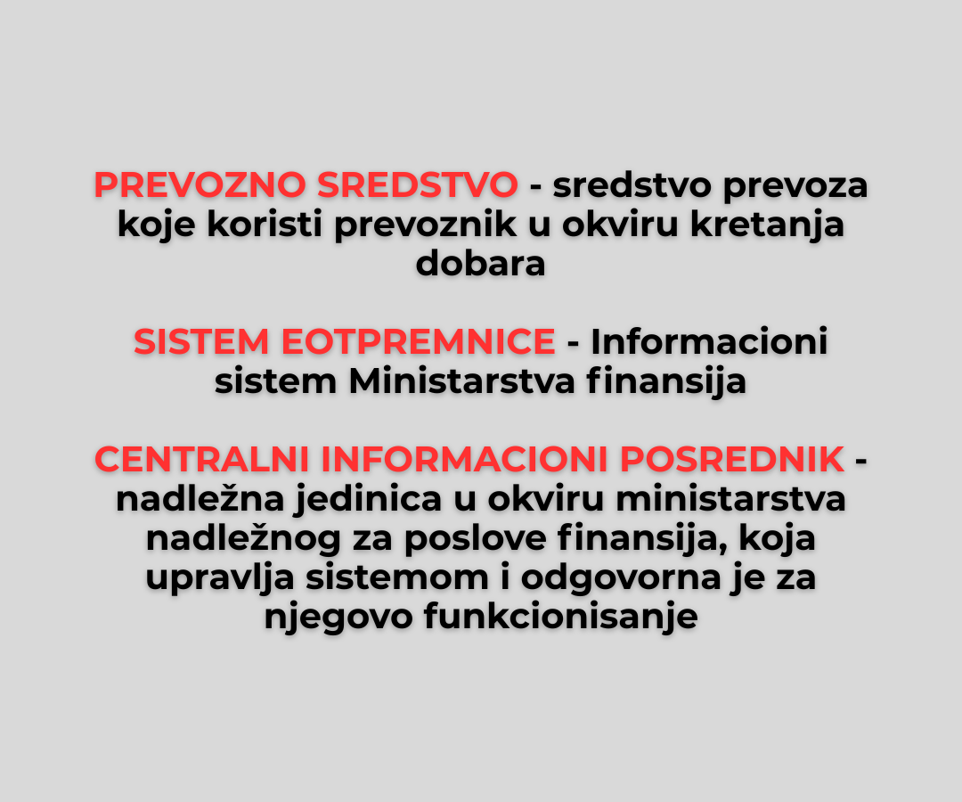 dodatni pojmovi koji se odnose na elektronske otpremnice